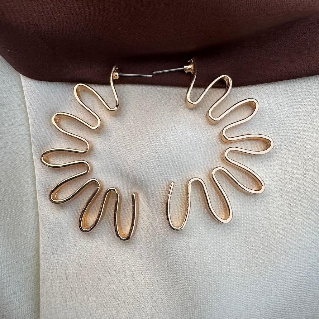 TFC Curvey line Gold Plated Hoop Earrings