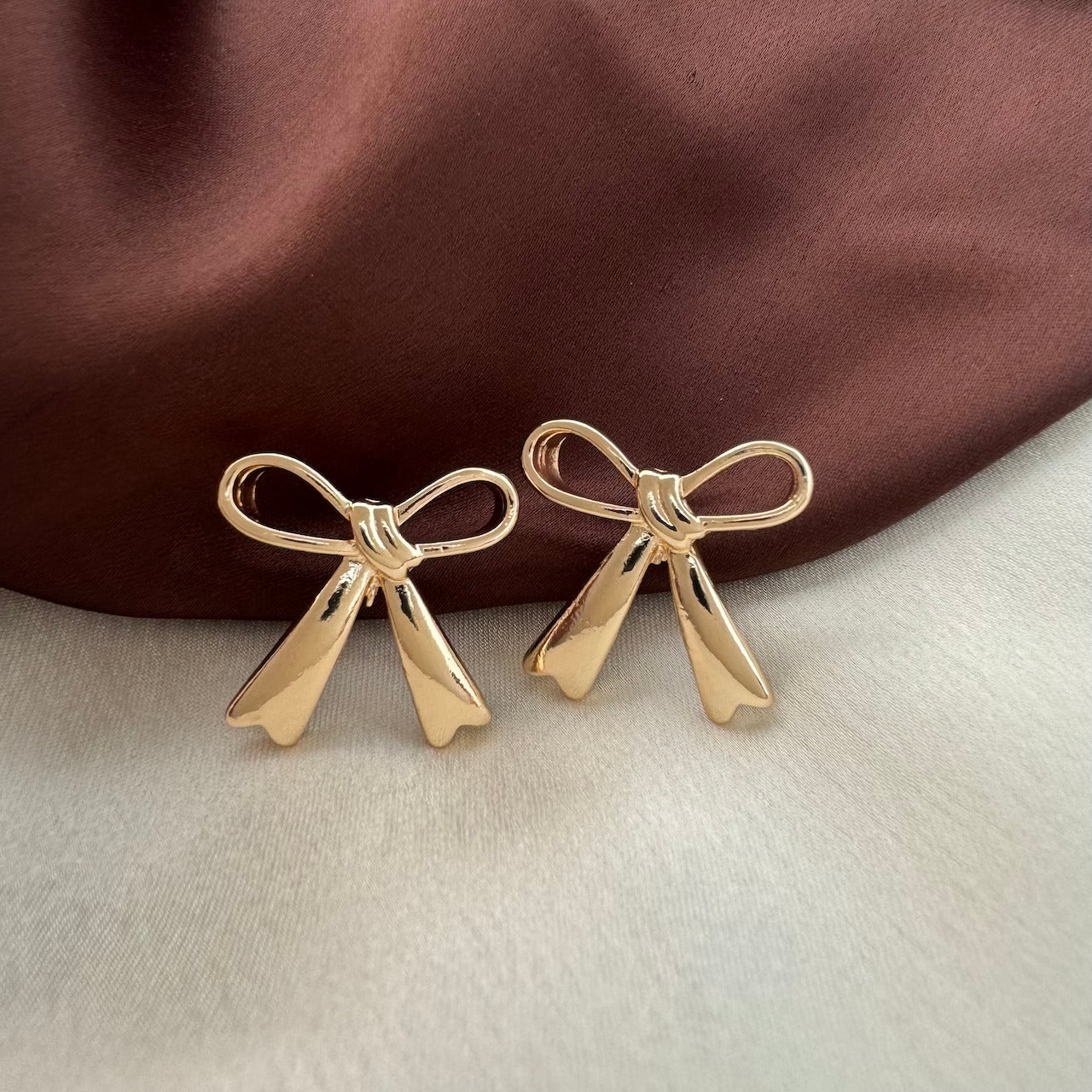 TFC Fine Bow Gold Plated Stud Earrings