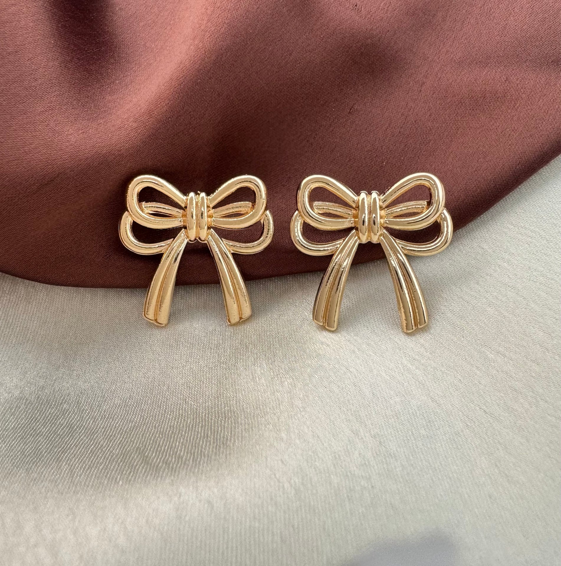 TFC Double Bow Gold Plated Stud Earrings