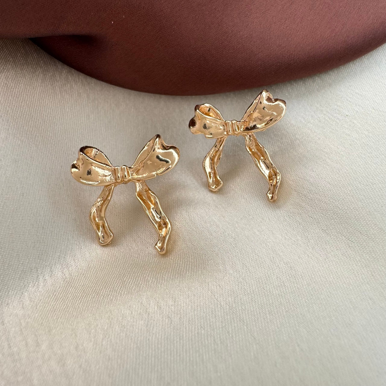 TFC Mini Bow Gold Plated Stud Earrings