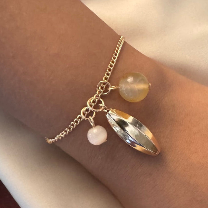 TFC Angle Bead Charm Gold Plated Bracelet