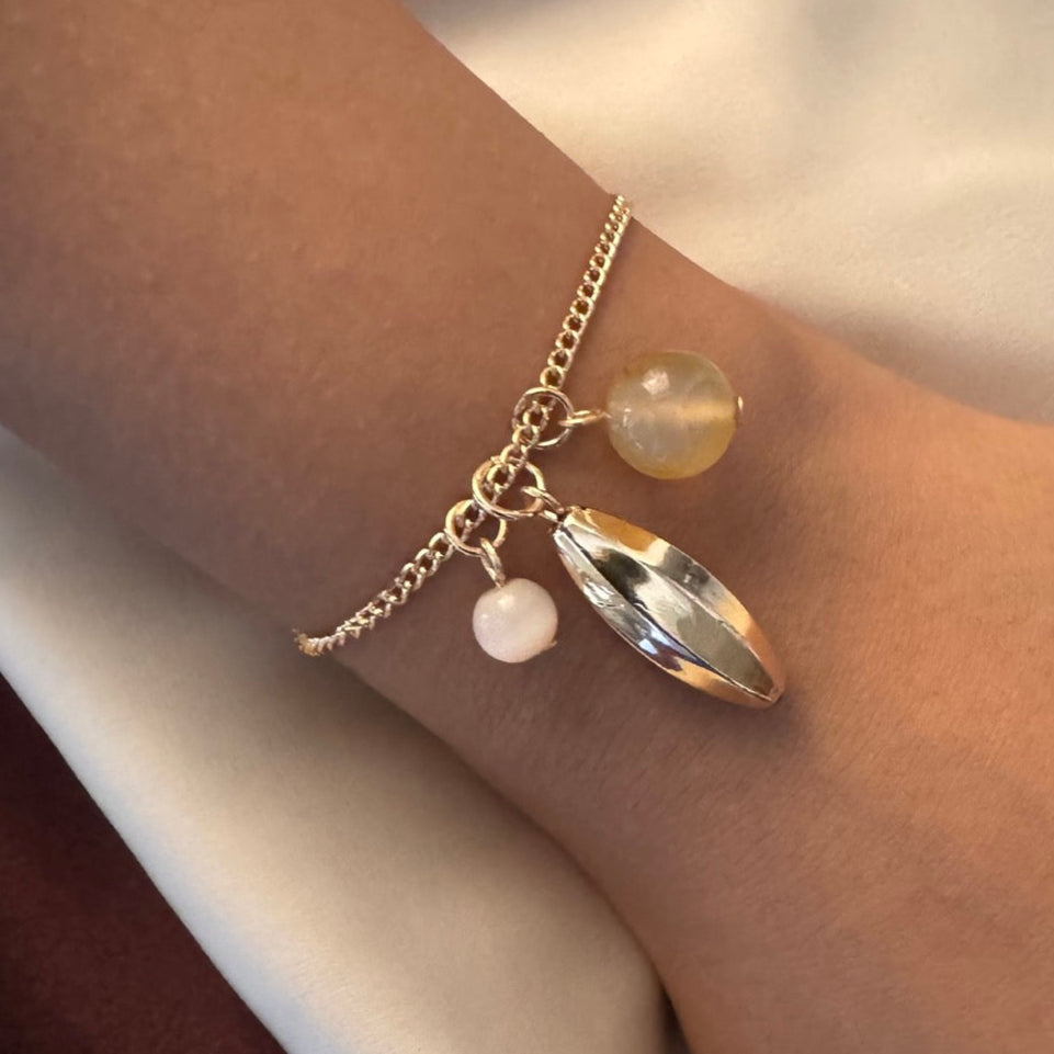 TFC Angle Bead Charm Gold Plated Bracelet