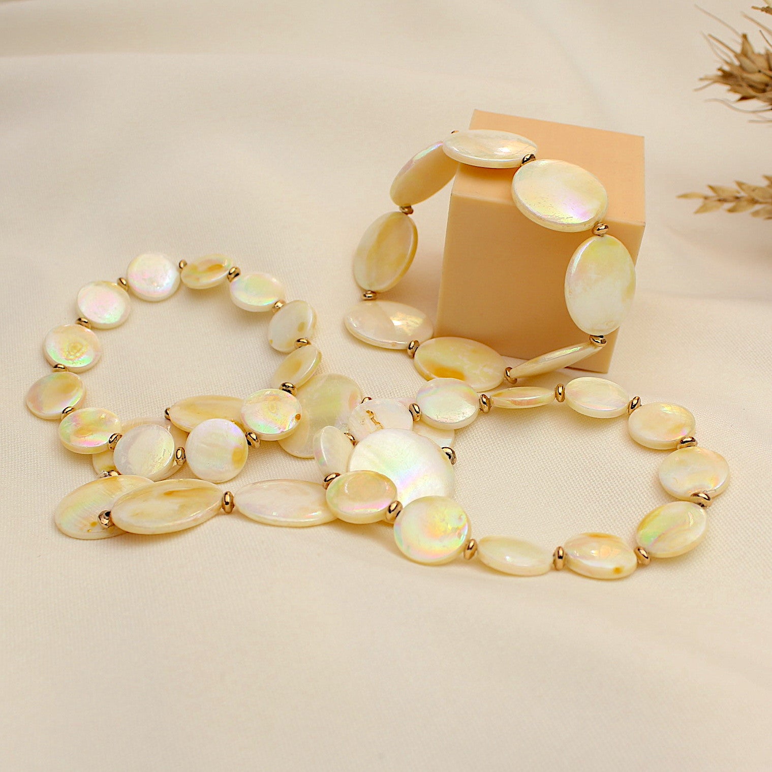 TFC Disc Stone Beads Bracelet Stack (Set of 4)