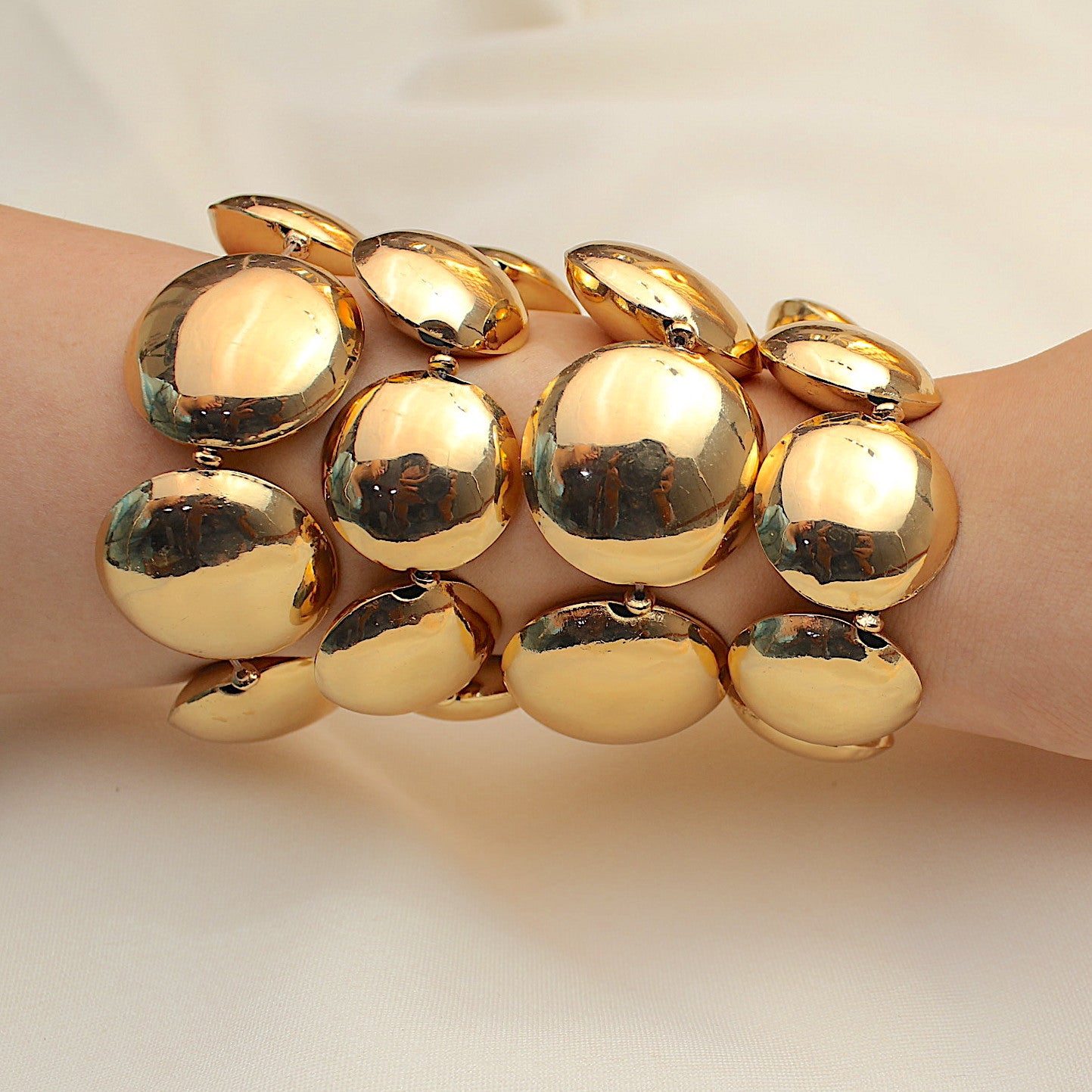 TFC 24K Gold Disco Beads Chunky Stacked Bracelet (Set of 4)