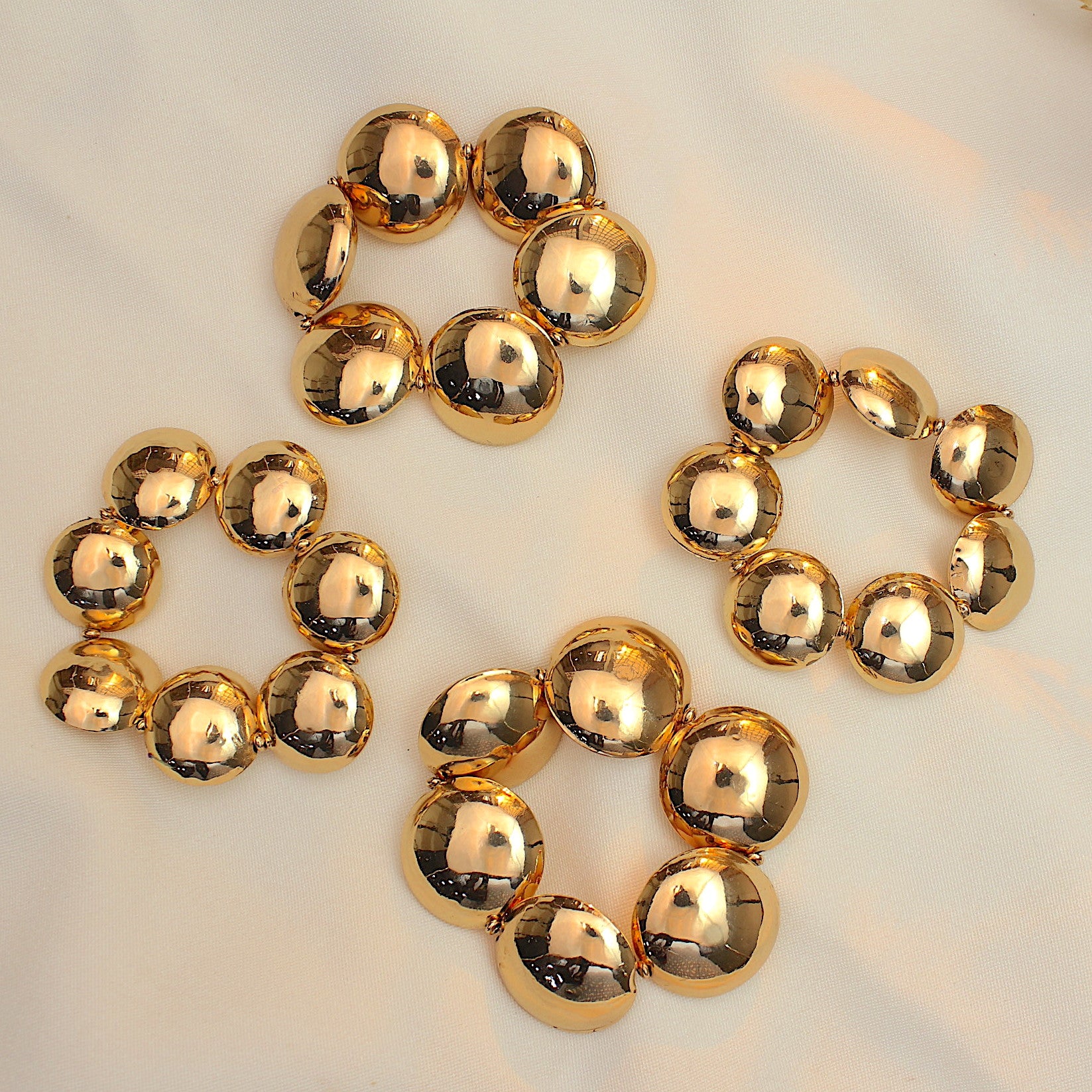 TFC 24K Gold Disco Beads Chunky Stacked Bracelet (Set of 4)