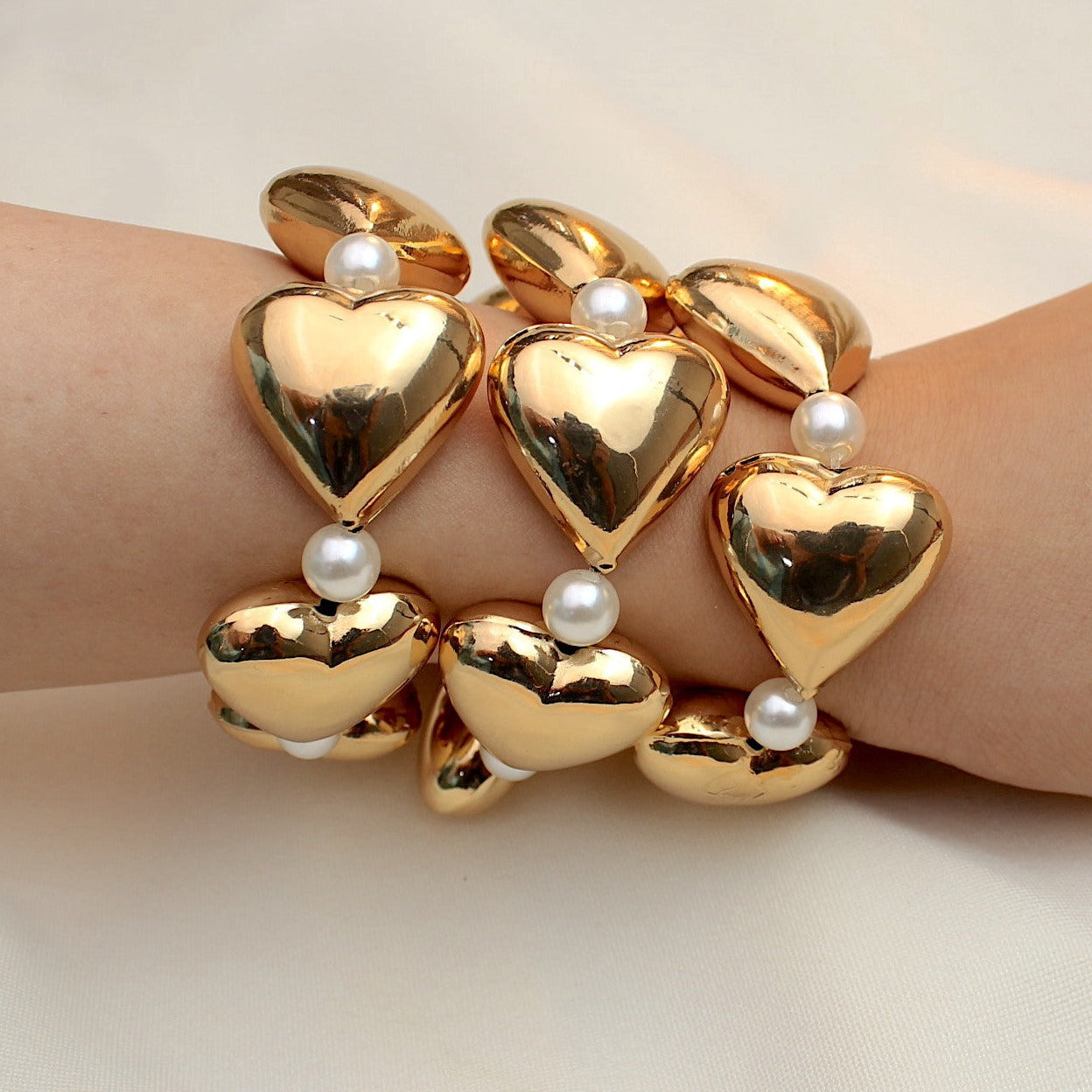 TFC Hearty Gold Plated Stacked Bracelet (Set of 3)