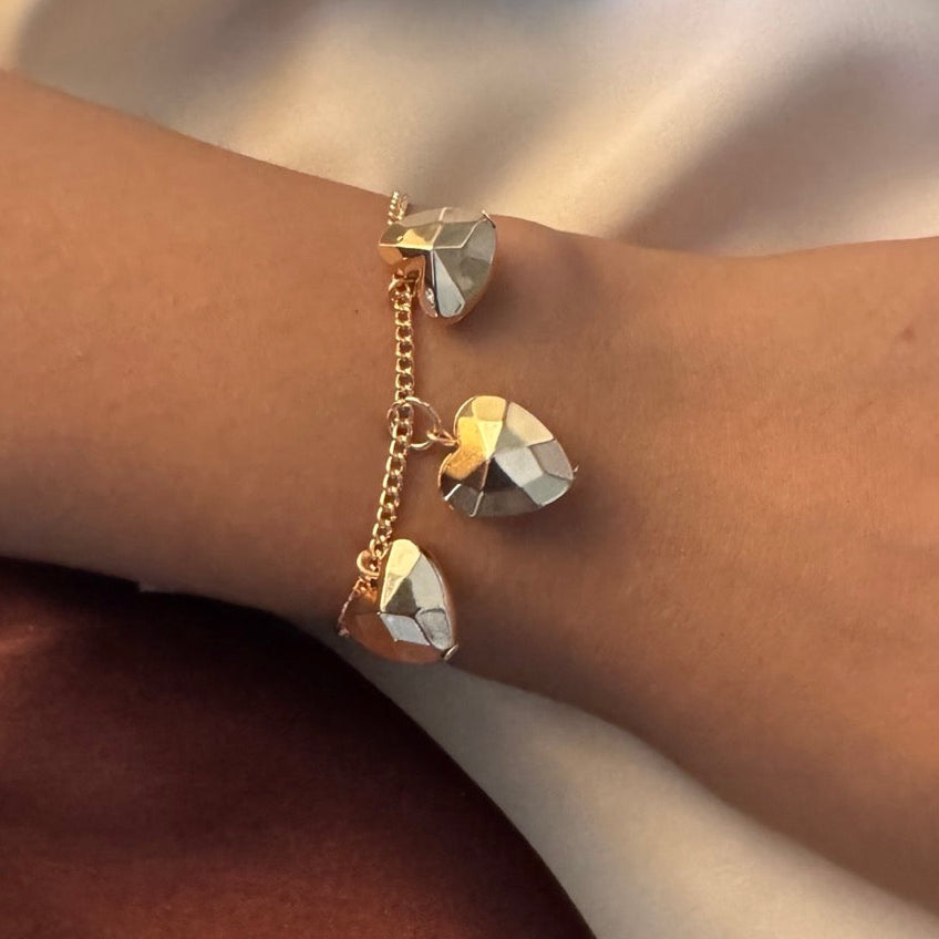 TFC Texto Heart Bead Gold Plated Bracelet