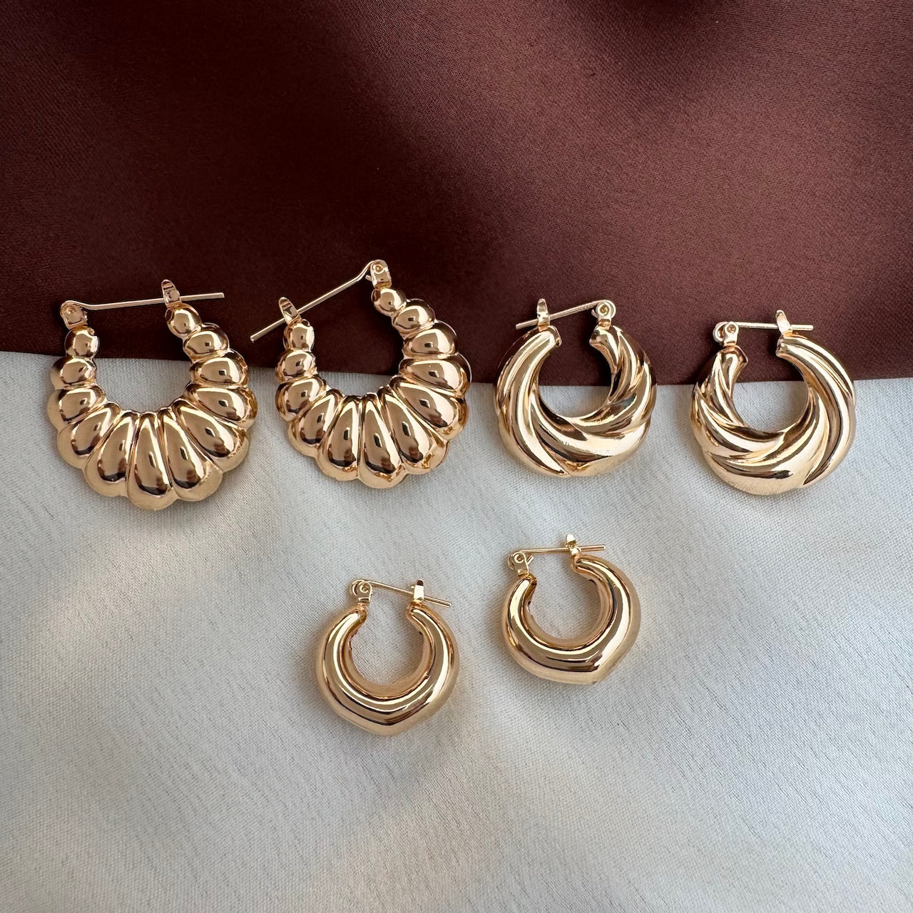 TFC Comfy Multi Gold Plated Hoop Earrings Combo Set