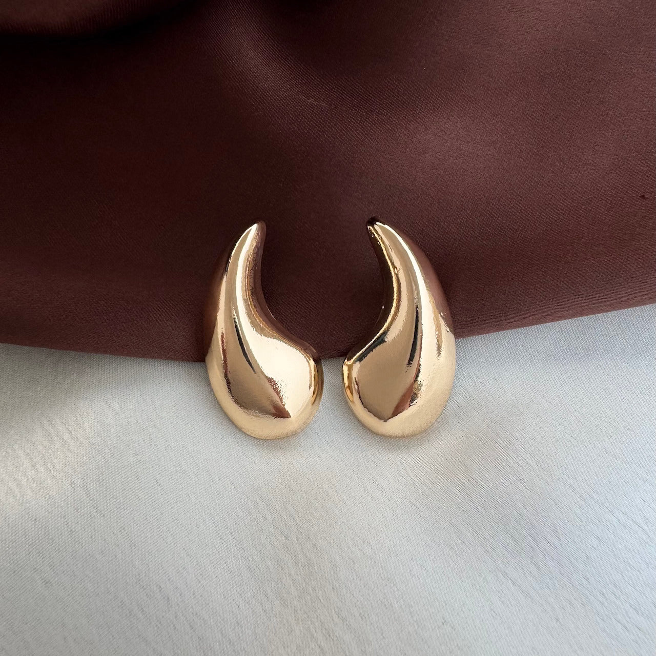 TFC Droplet Gold Plated Stud Earrings