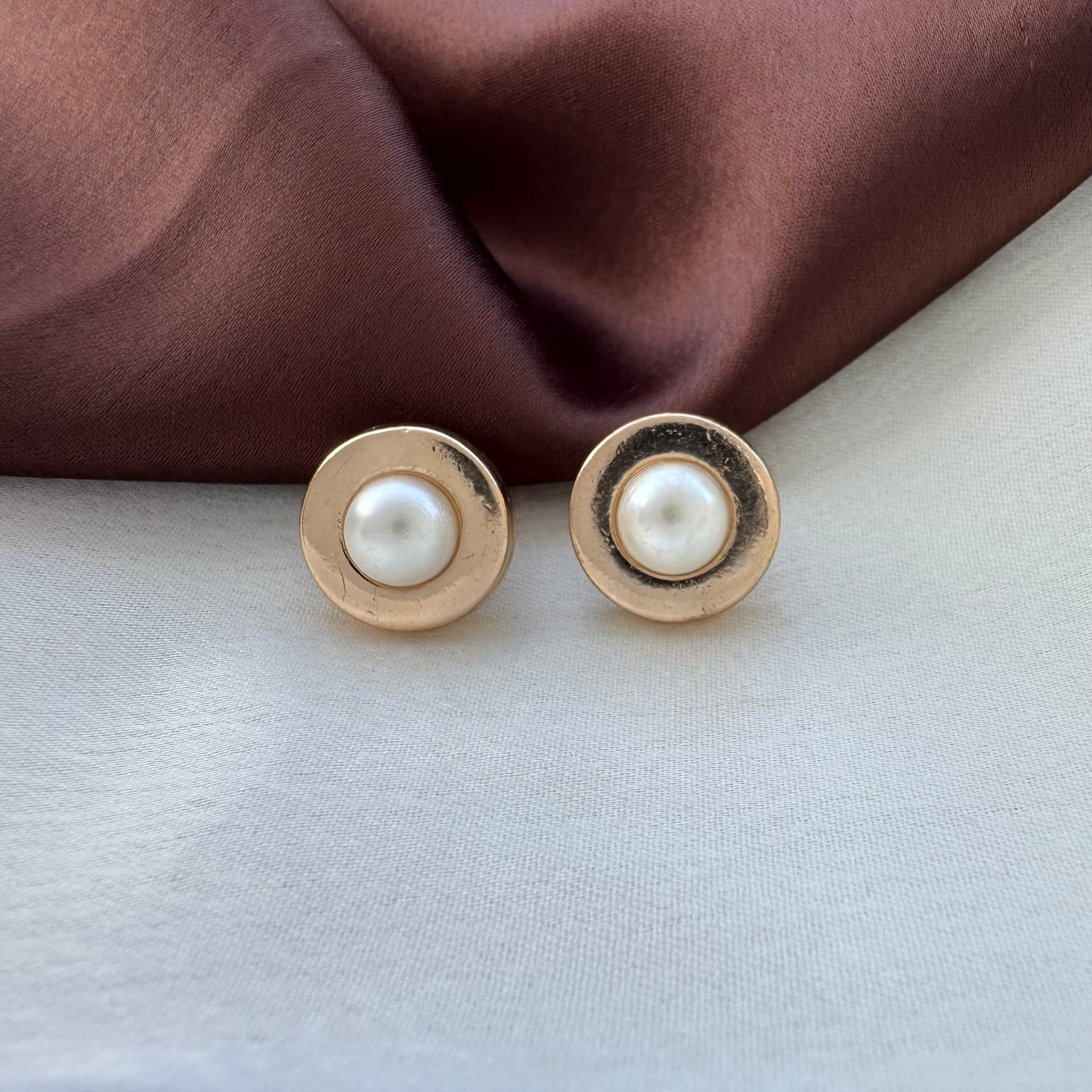 TFC Pearlish Gold Plated Stud Earrings