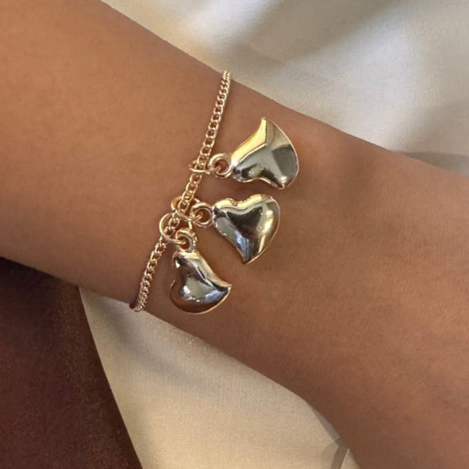 TFC Trio Heart Bead Gold Plated Bracelet