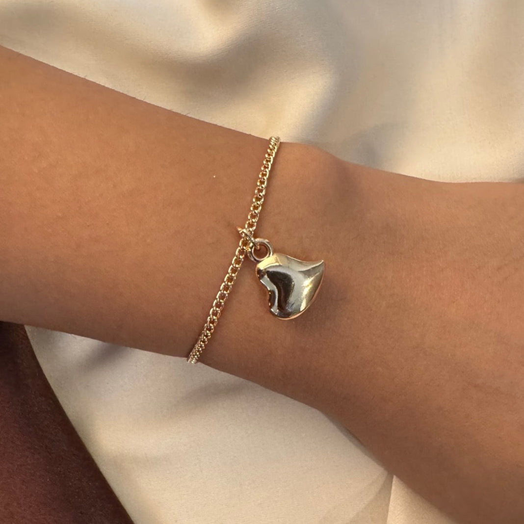 TFC Hanging Heart Bead Gold Plated Bracelet