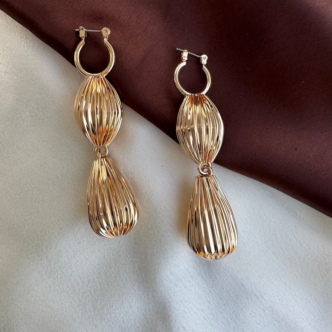 TFC Vortex Drop Gold Plated Dangler Earrings