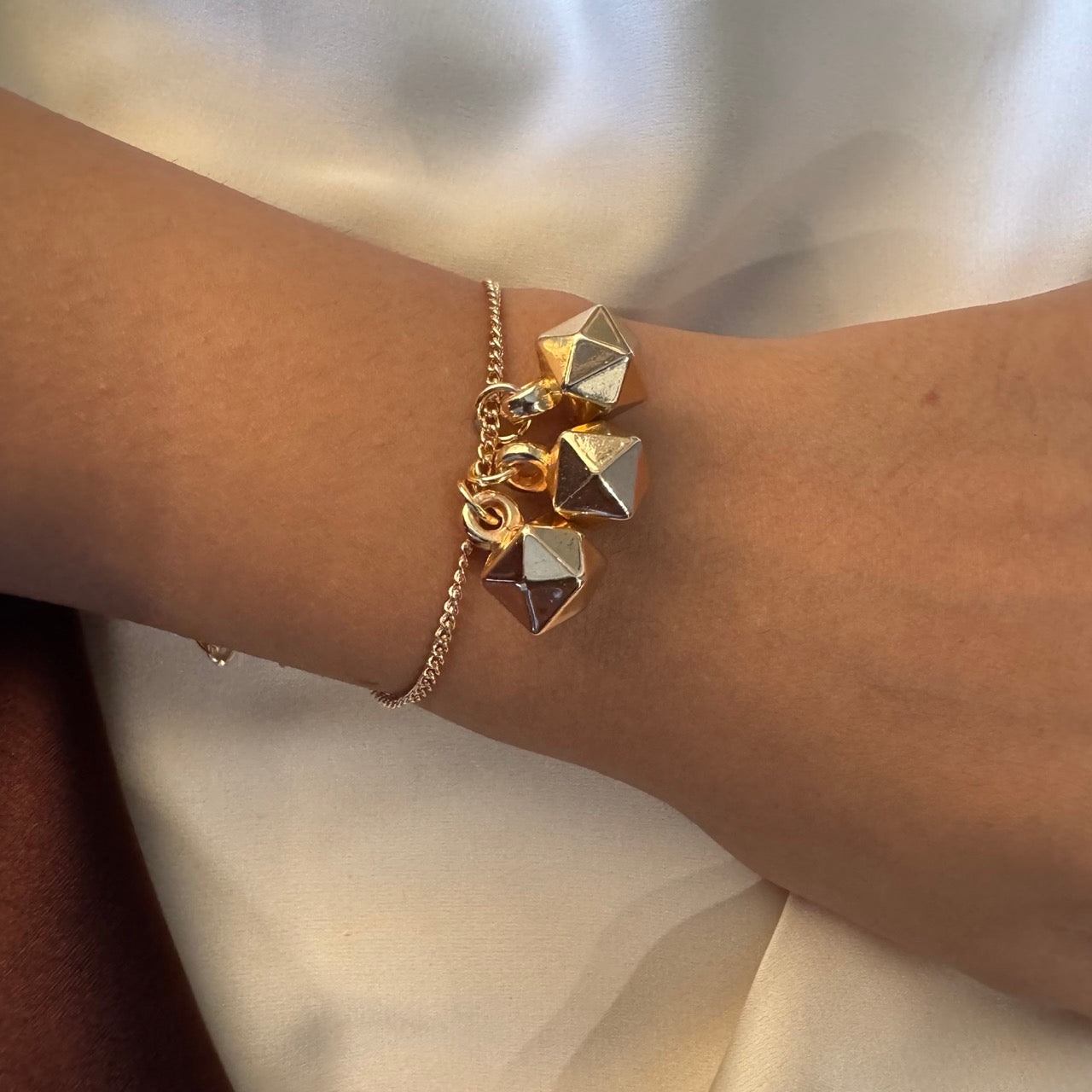TFC Cubes Bead Gold Plated Bracelet