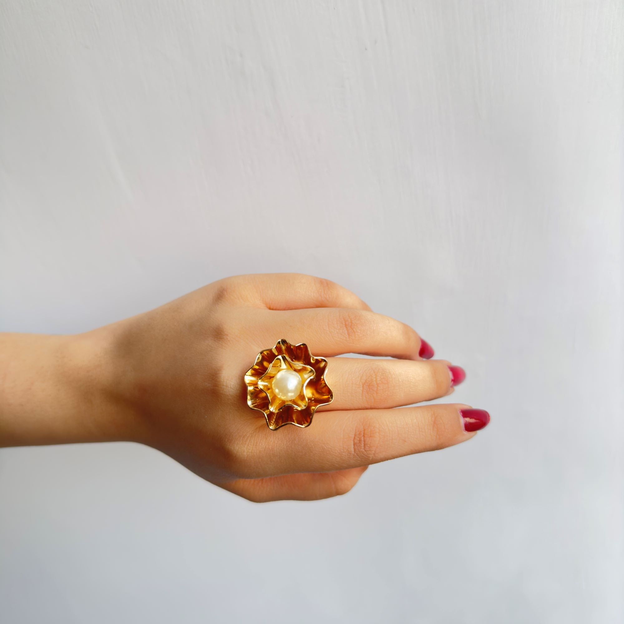 TFC Pearl Tart Gold Plated Adjustable Ring