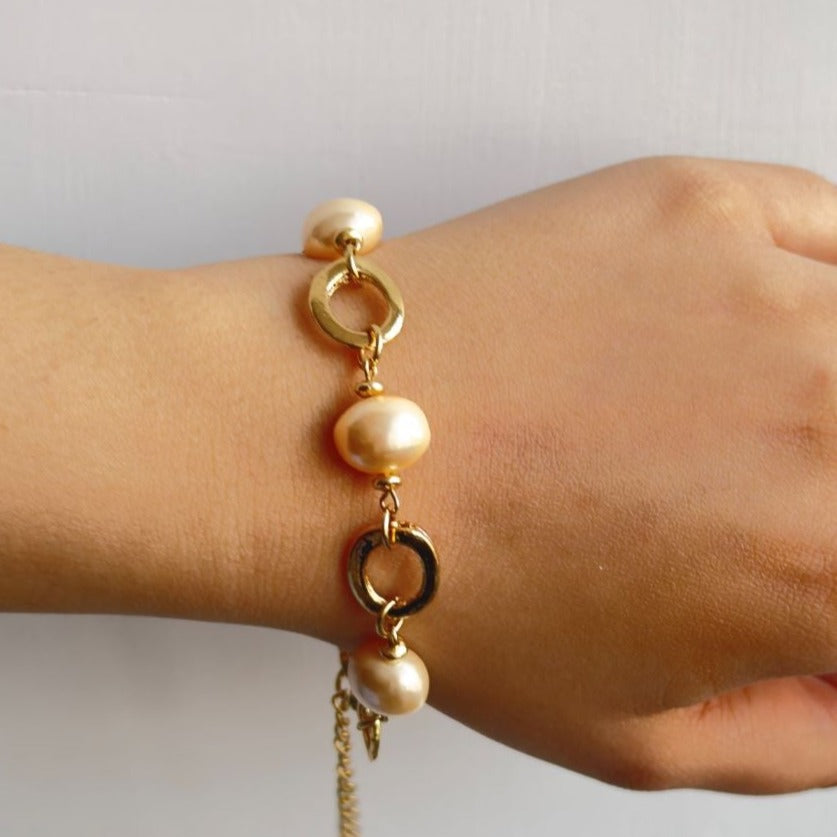 TFC Nifty Pearl Gold Plated Bracelet