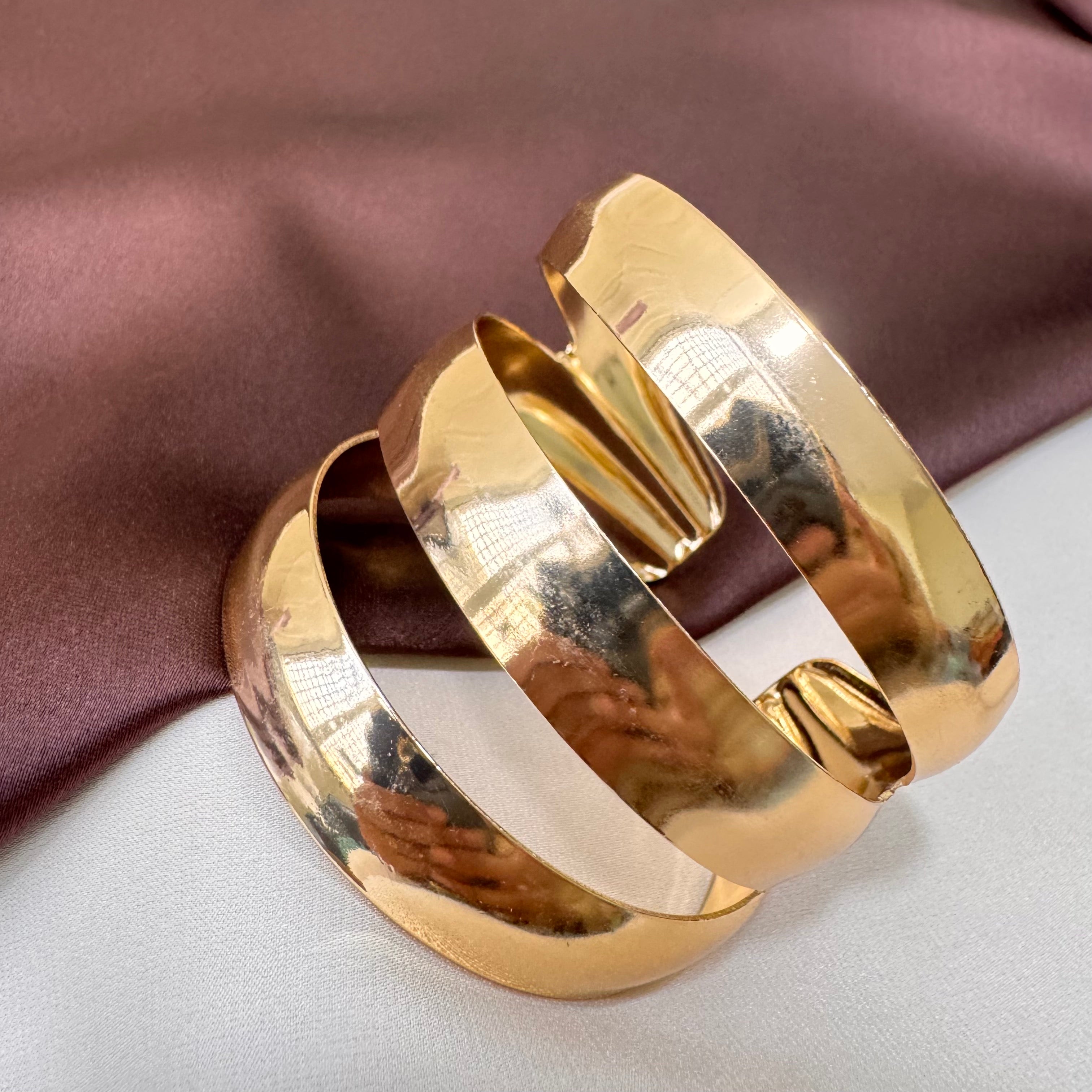 TFC Adjustable Three Strip Gold Plated Cuff Bracelet