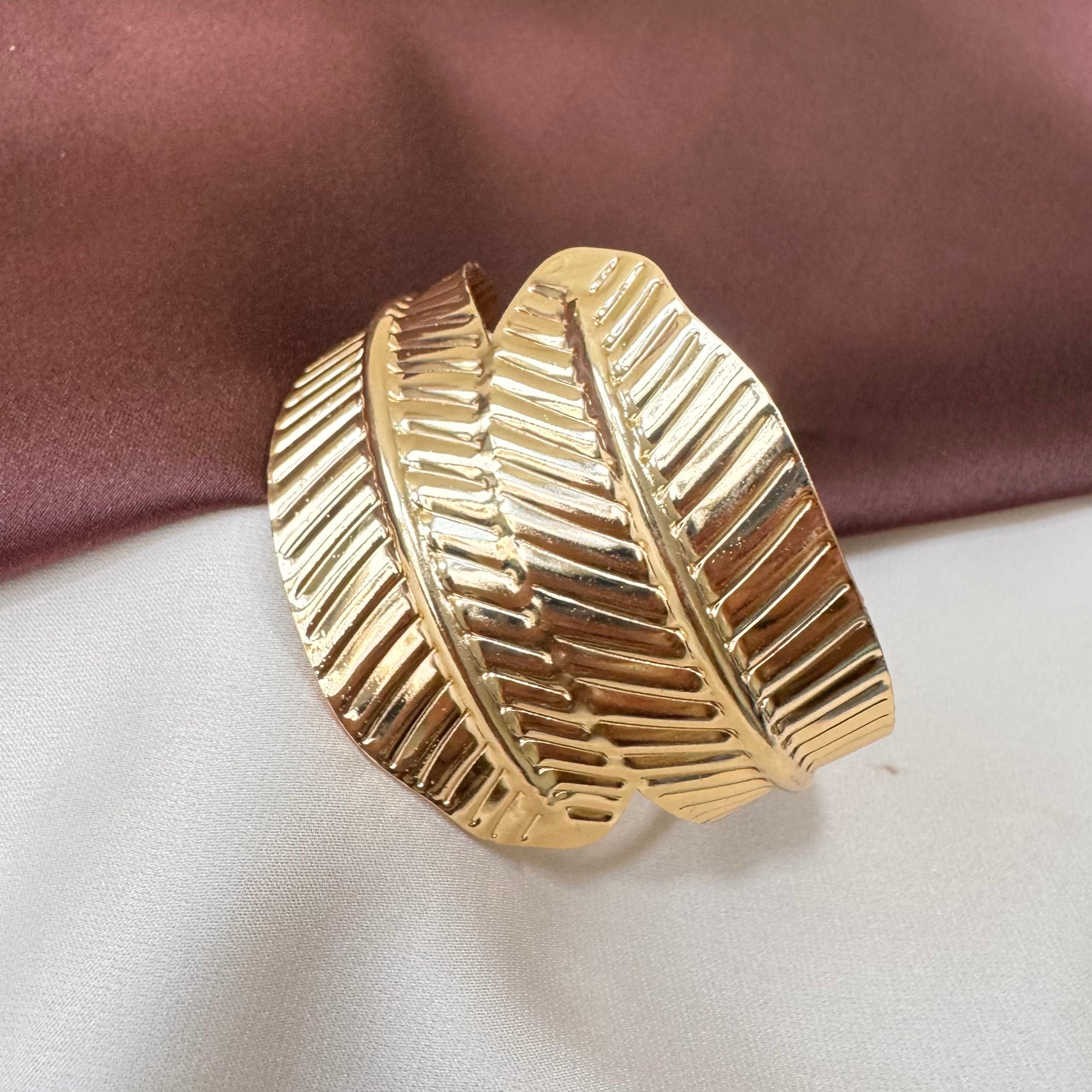 TFC Adjustable Leaf Gold Plated Cuff Bracelet