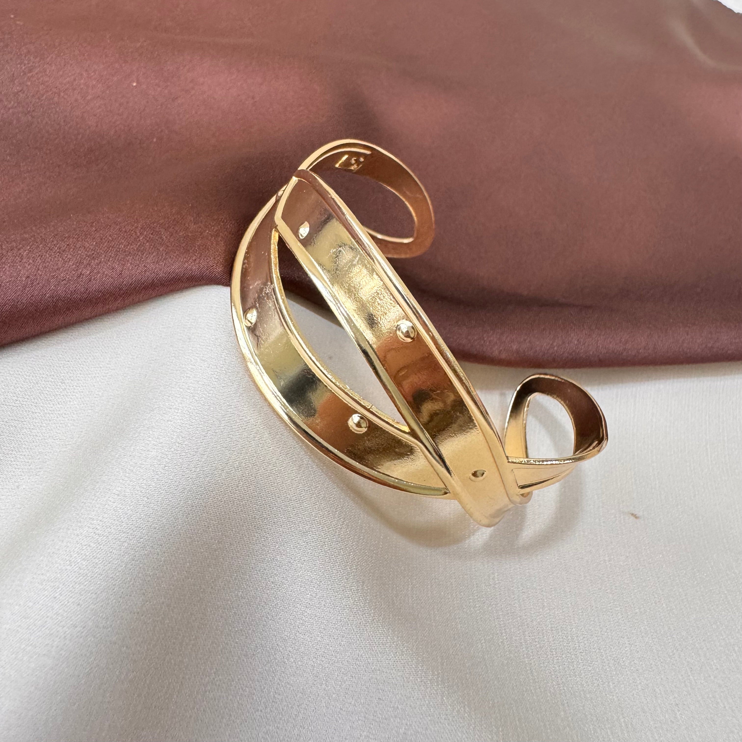 TFC Adjustable Armlink Gold Plated Cuff Bracelet