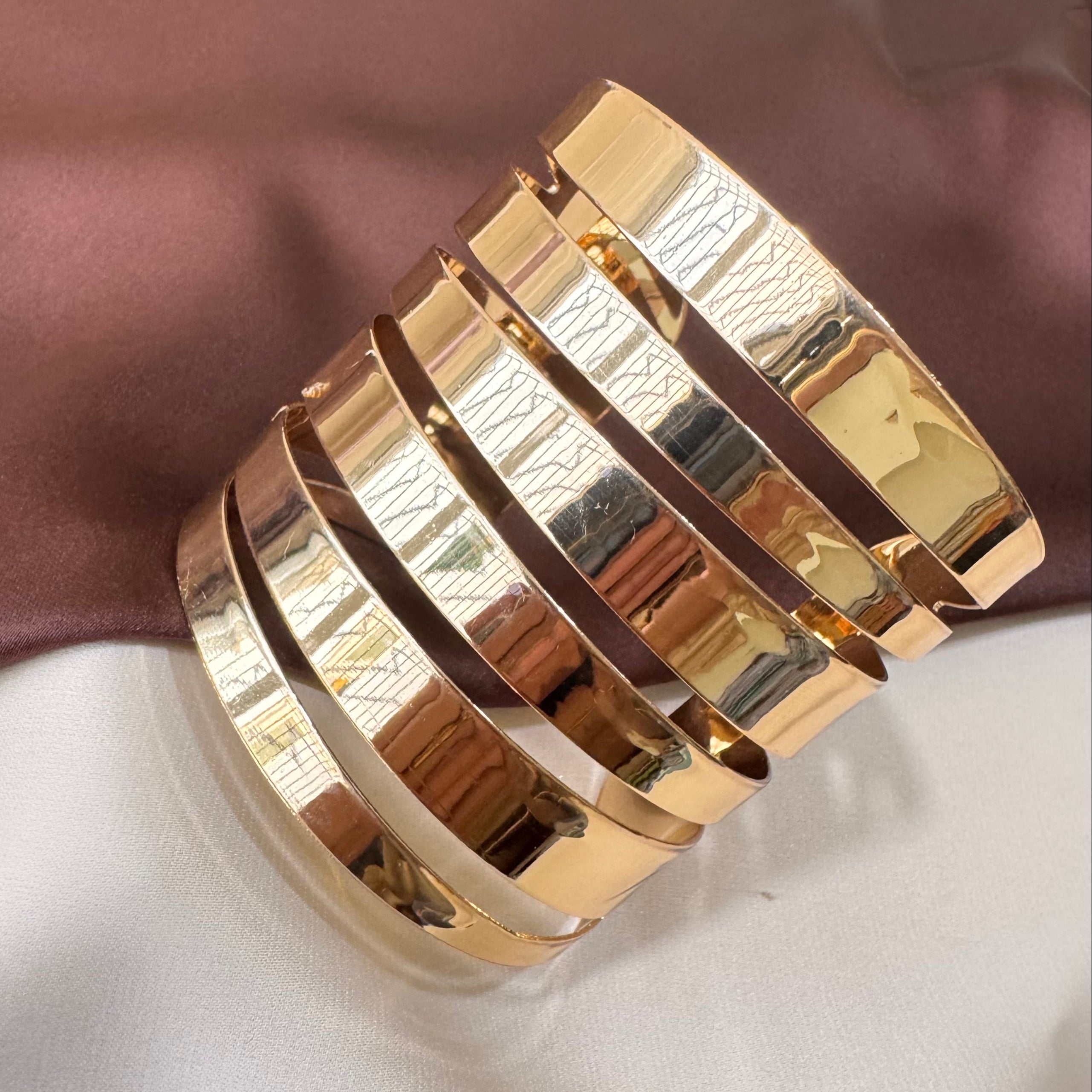 TFC Adjustable Edgy Gold Plated Cuff Bracelet