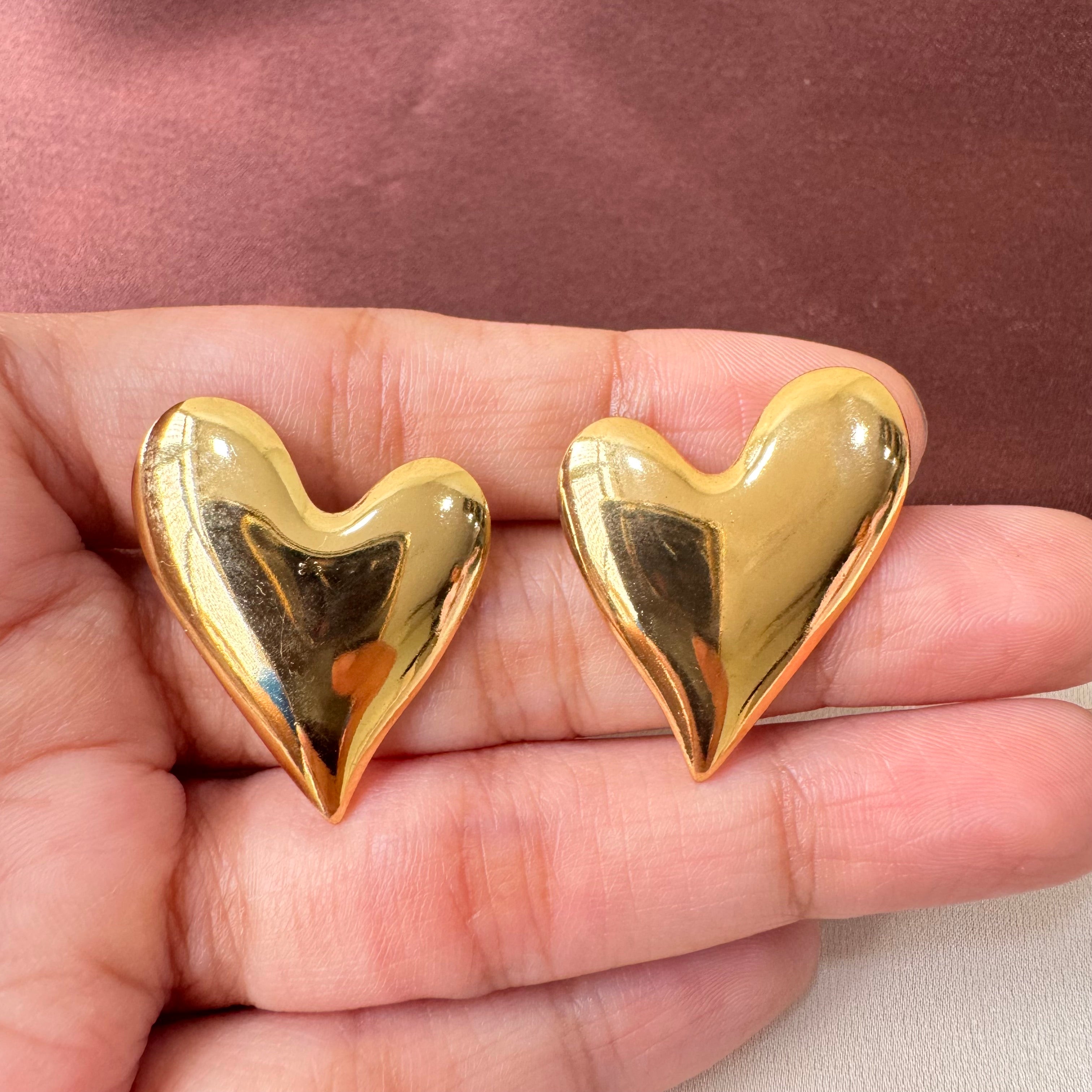 TFC Cherish Heart Gold Plated Stud Earrings