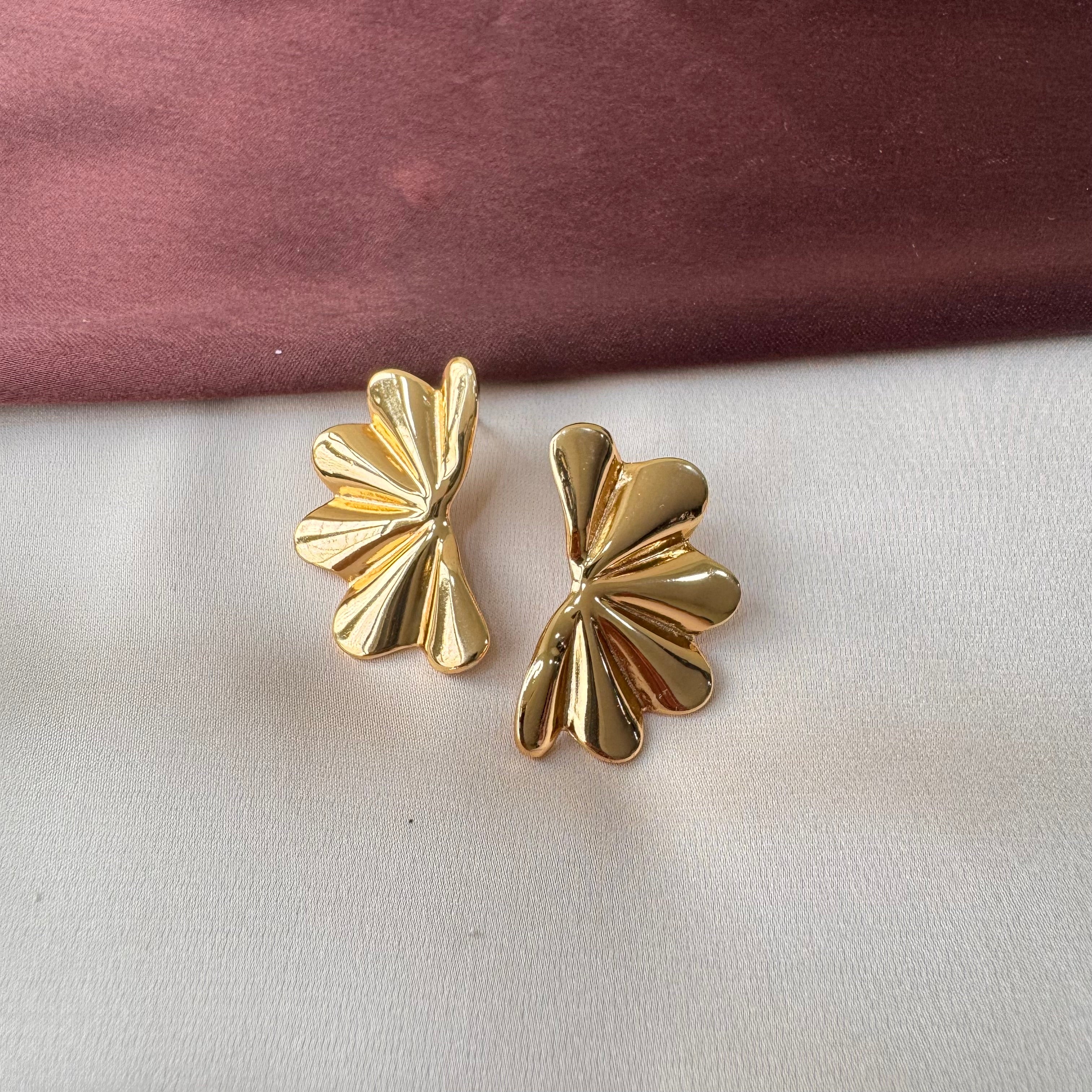 TFC Minimal Floral Gold Plated Stud Earrings