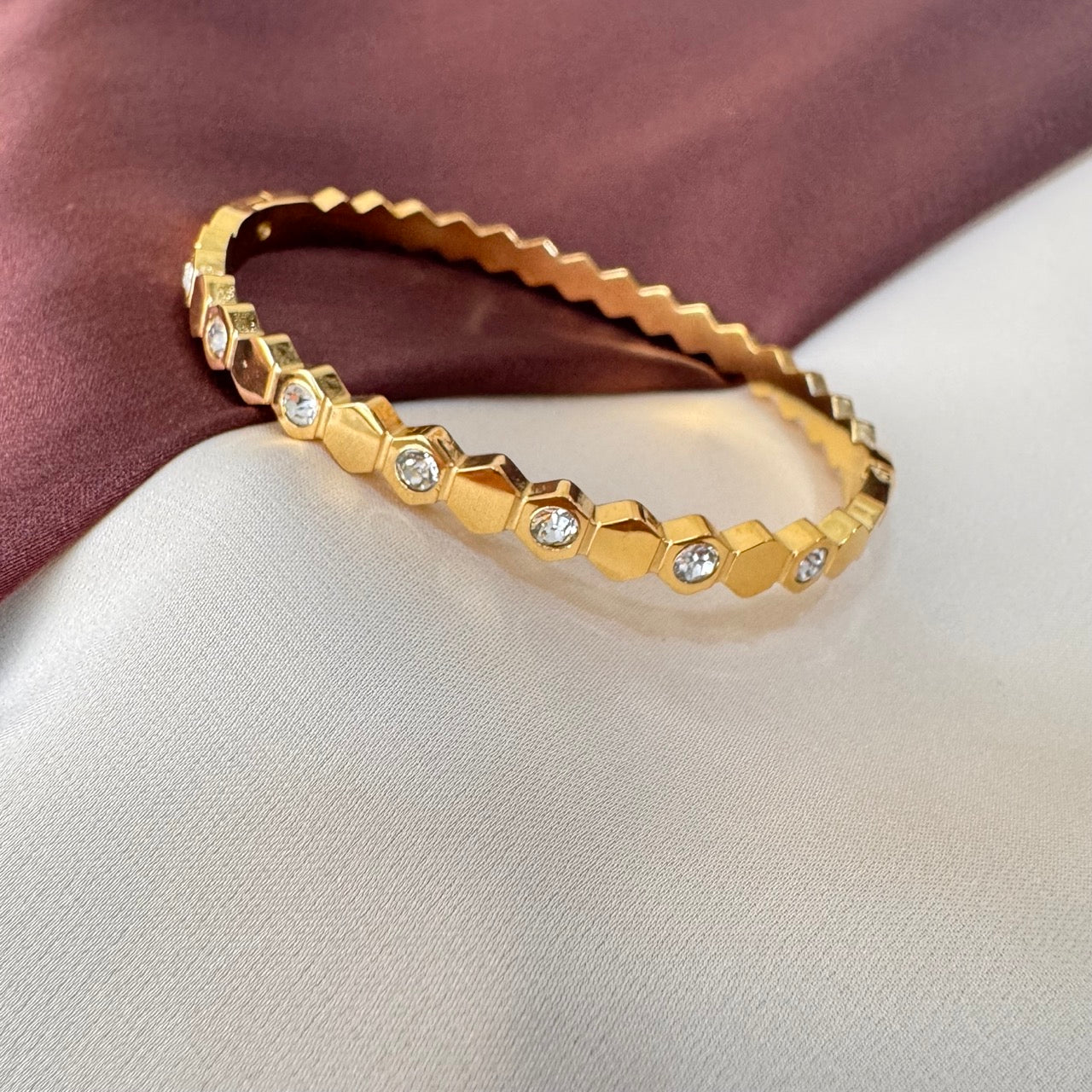 TFC Size 2.6 Stone Shine Gold Plated Bracelet Bangle