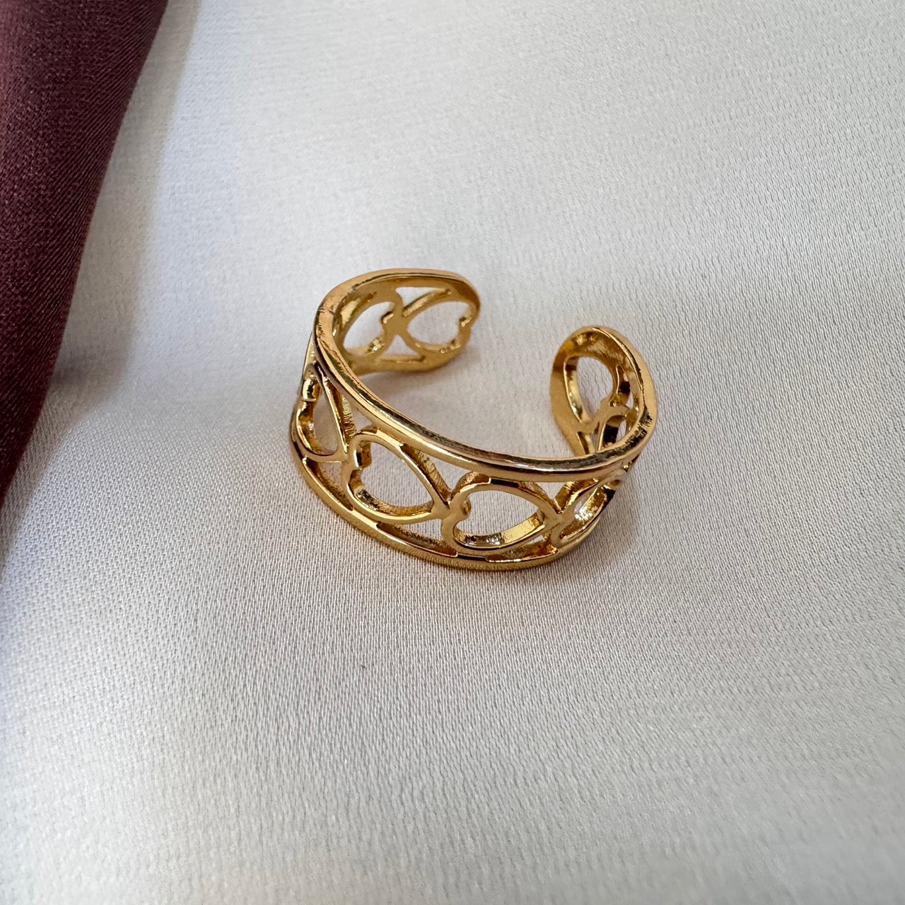 TFC Adjustable Heart Line Gold Plated Ring