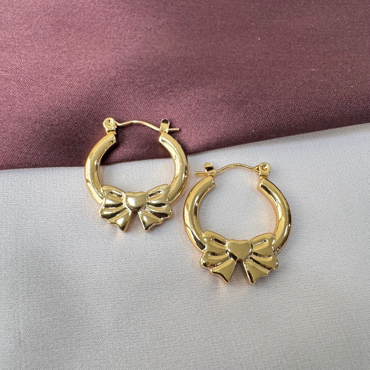 TFC Bow Loop Gold Plated Hoop Earrings