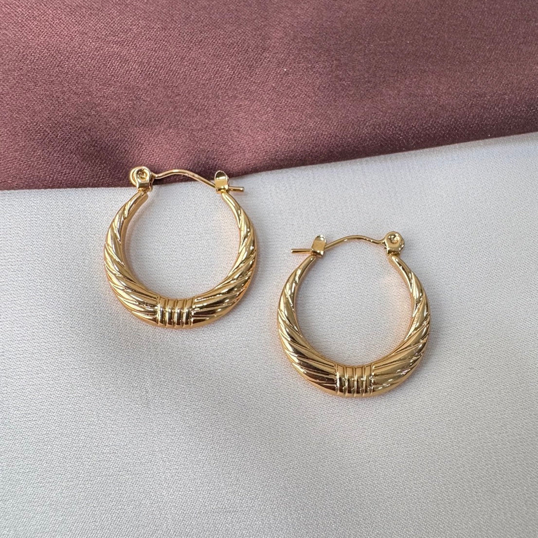 TFC Lining Loop Gold Plated Hoop Earrings