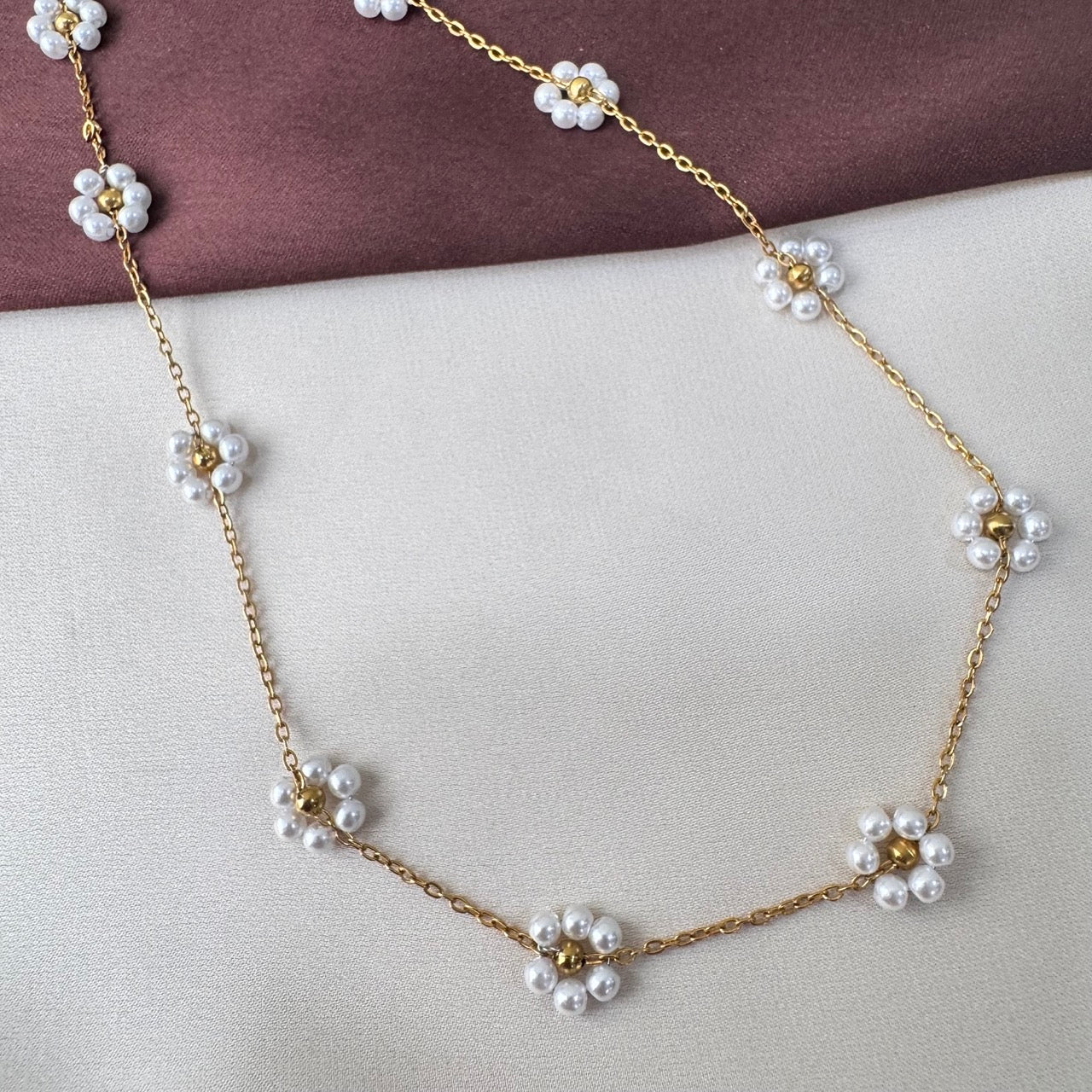 TFC White Flower Gold Plated Necklace