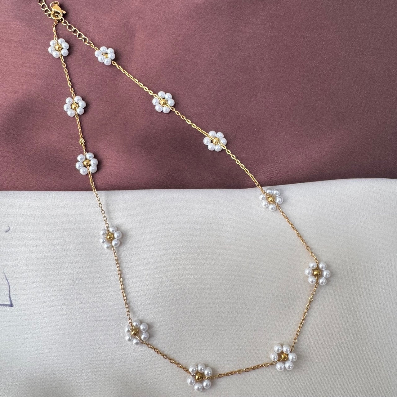 TFC White Flower Gold Plated Necklace
