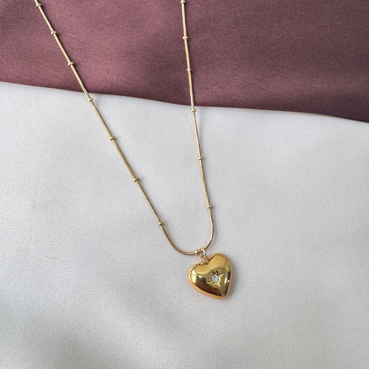 TFC Stone Heart Gold Plated Pendant Necklace