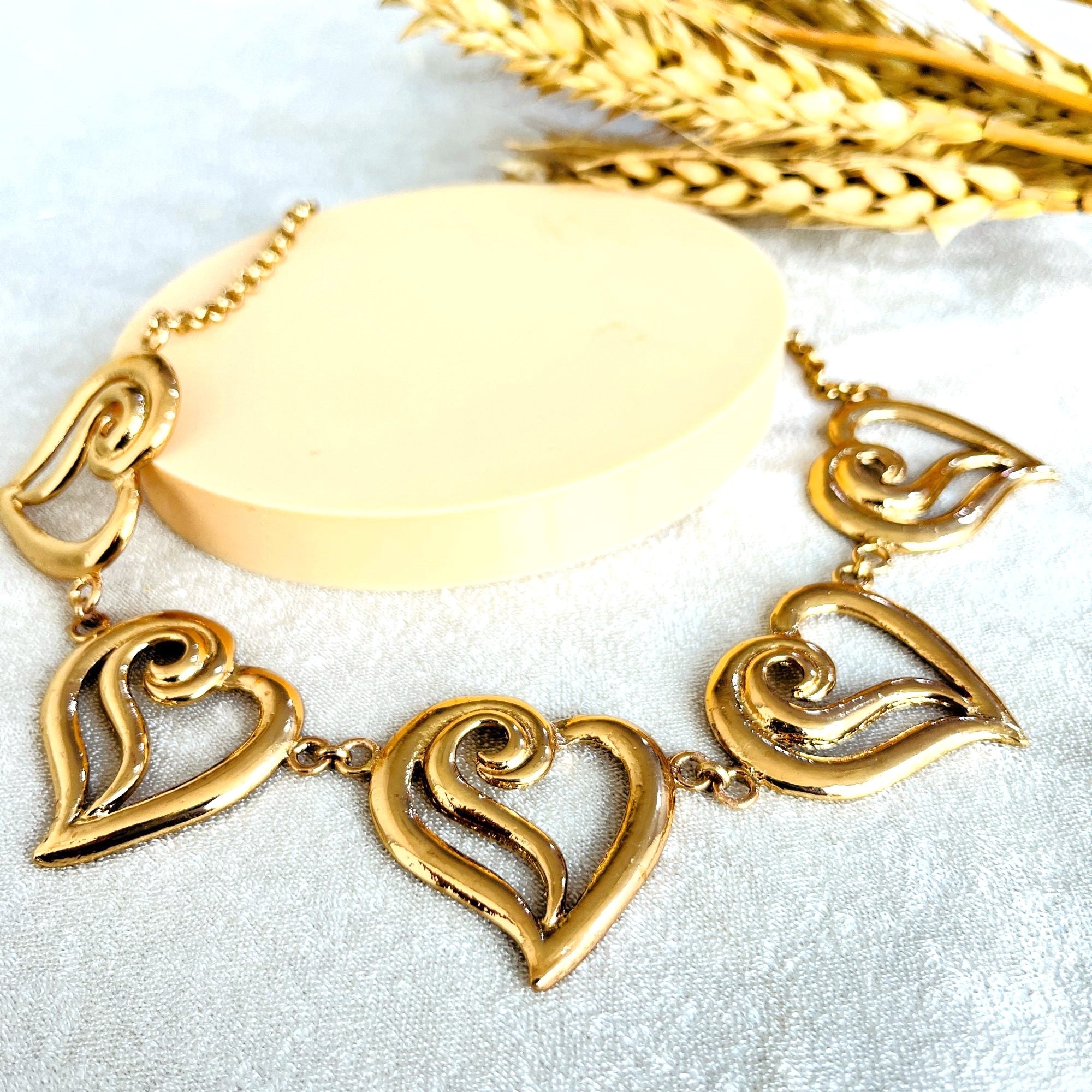 TFC Multi-Hearts Bold Gold Plated Choker Necklace