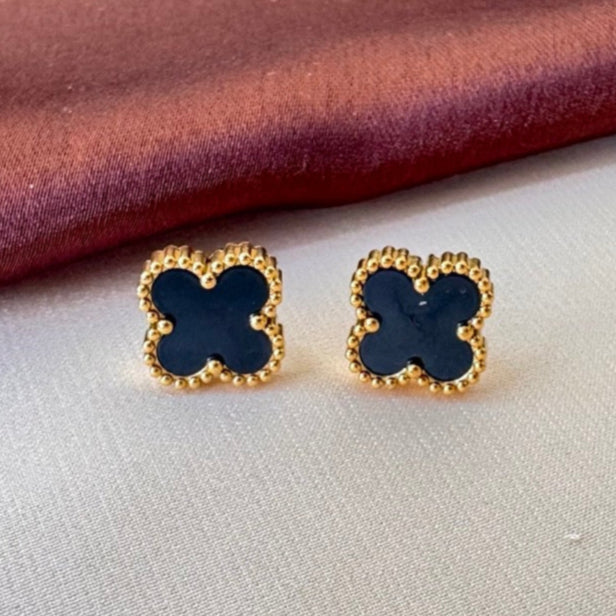 TFC Black Clover Gold Plated Stud Earrings