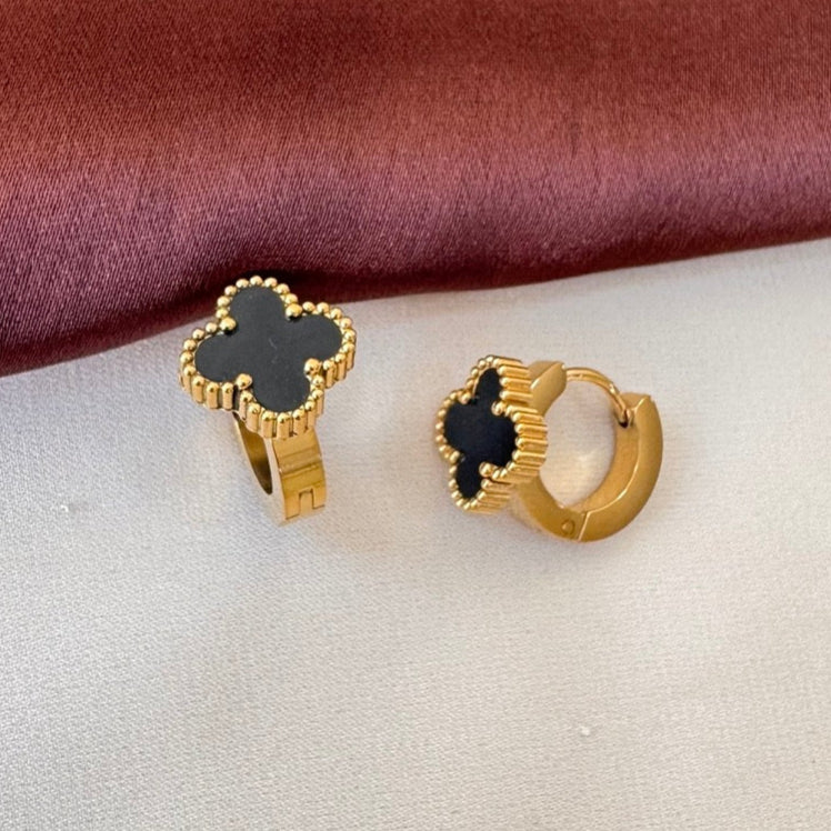 TFC Black Clover Gold Plated Hoop Earrings