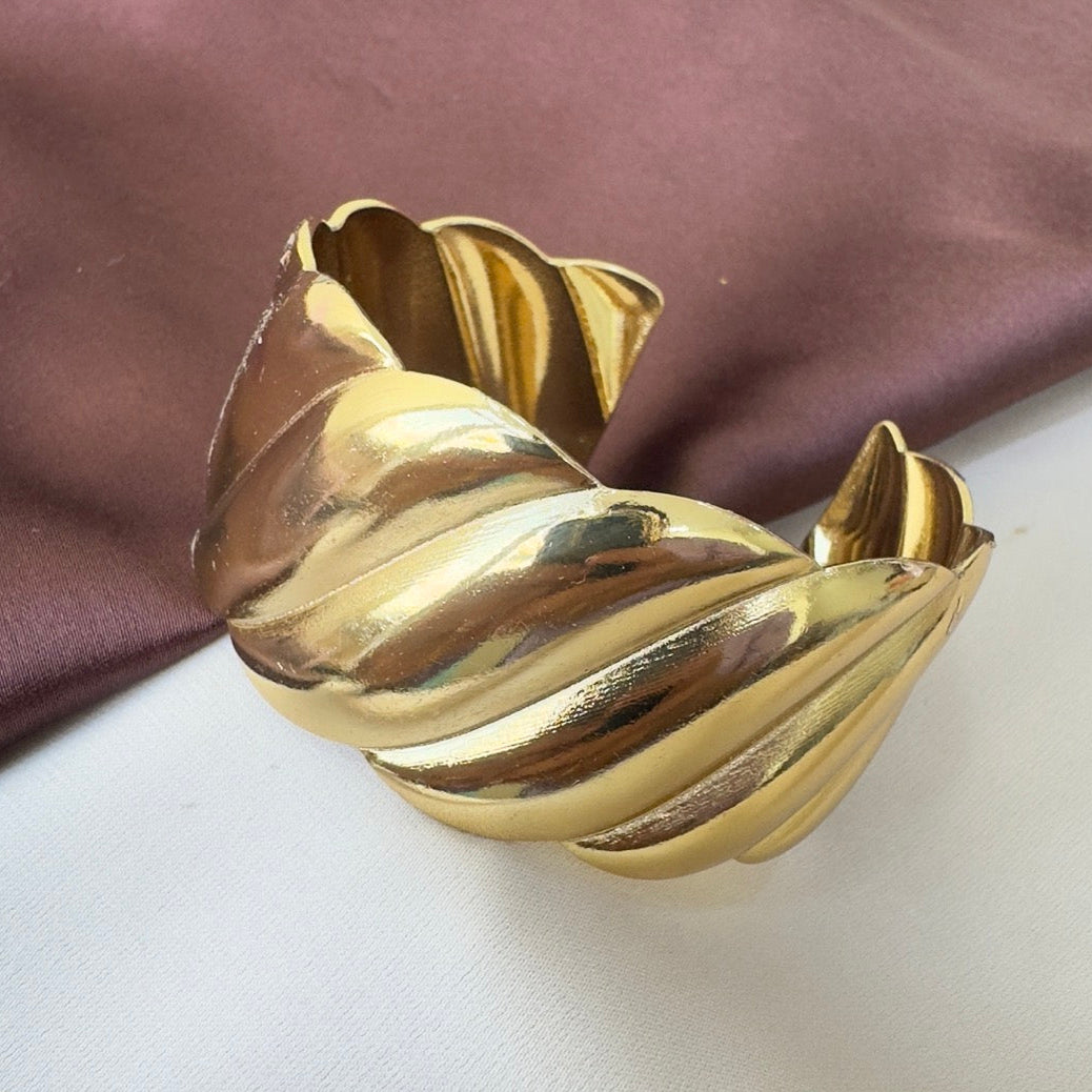 TFC Adjustable Swirls Gold Plated Cuff Bracelet