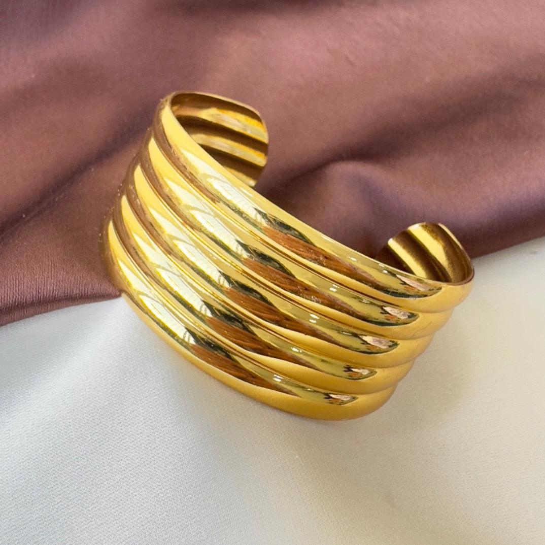 TFC Adjustable Liner Gold Plated Cuff Bracelet