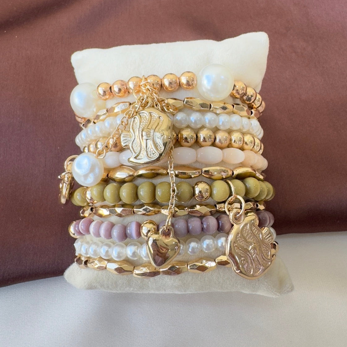 TFC Pea Green Gold Plated Bracelet (set of 11)