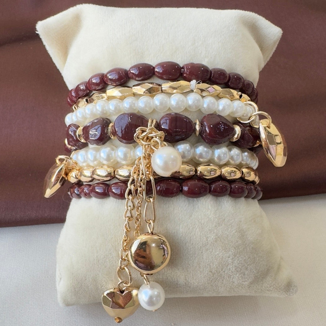 TFC Wine Tone Gold Plated Bracelet (set of 7)