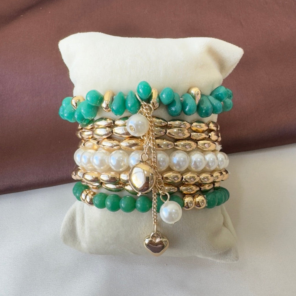 TFC Teal Green Gold Plated Bracelet (set of 8)