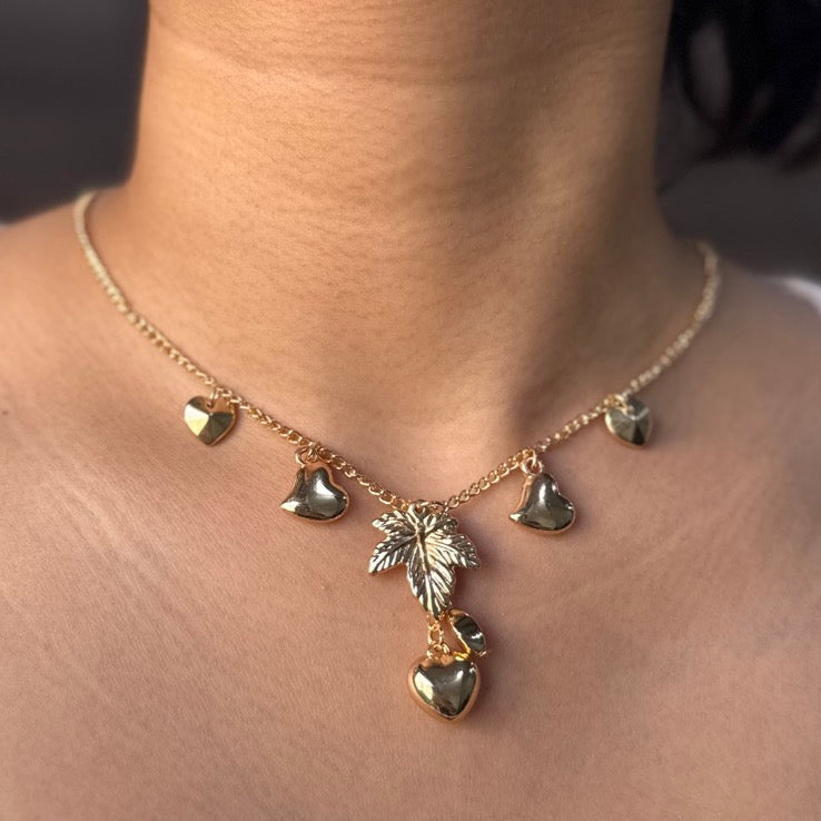 TFC Leaf & Heart Gold Plated Necklace