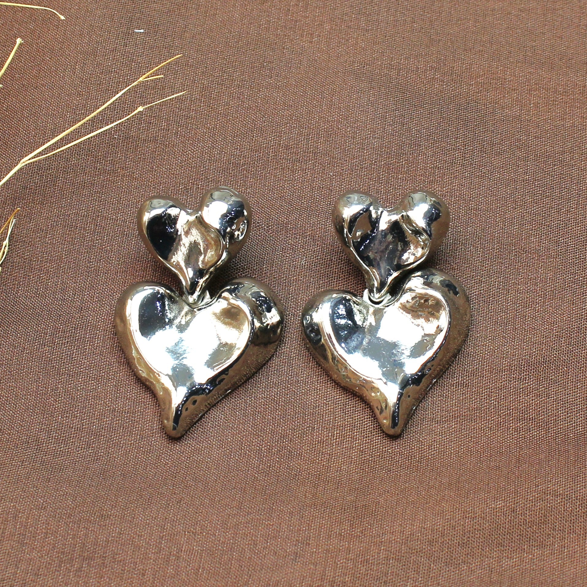 TFC Molten Heart Silver Plated Dangler Earrings