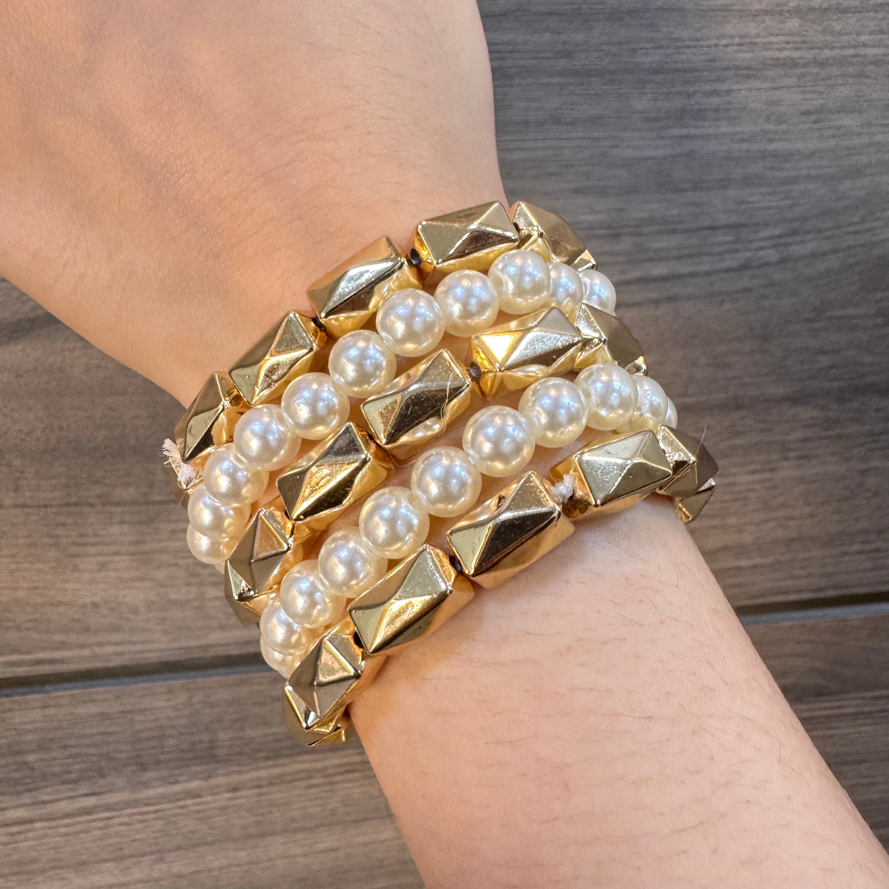 TFC Halo Pearl Gold Plated Bracelet (set of 5)