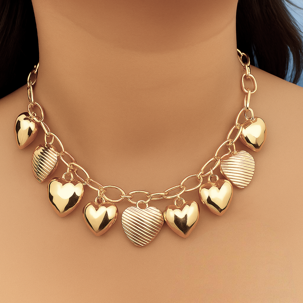 TFC Variety Of Hearts Gold Plated Necklace