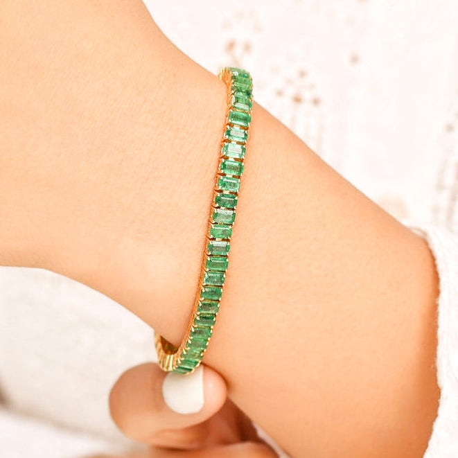 TFC Green Square Gold Plated Bracelet (Length 16 cm)