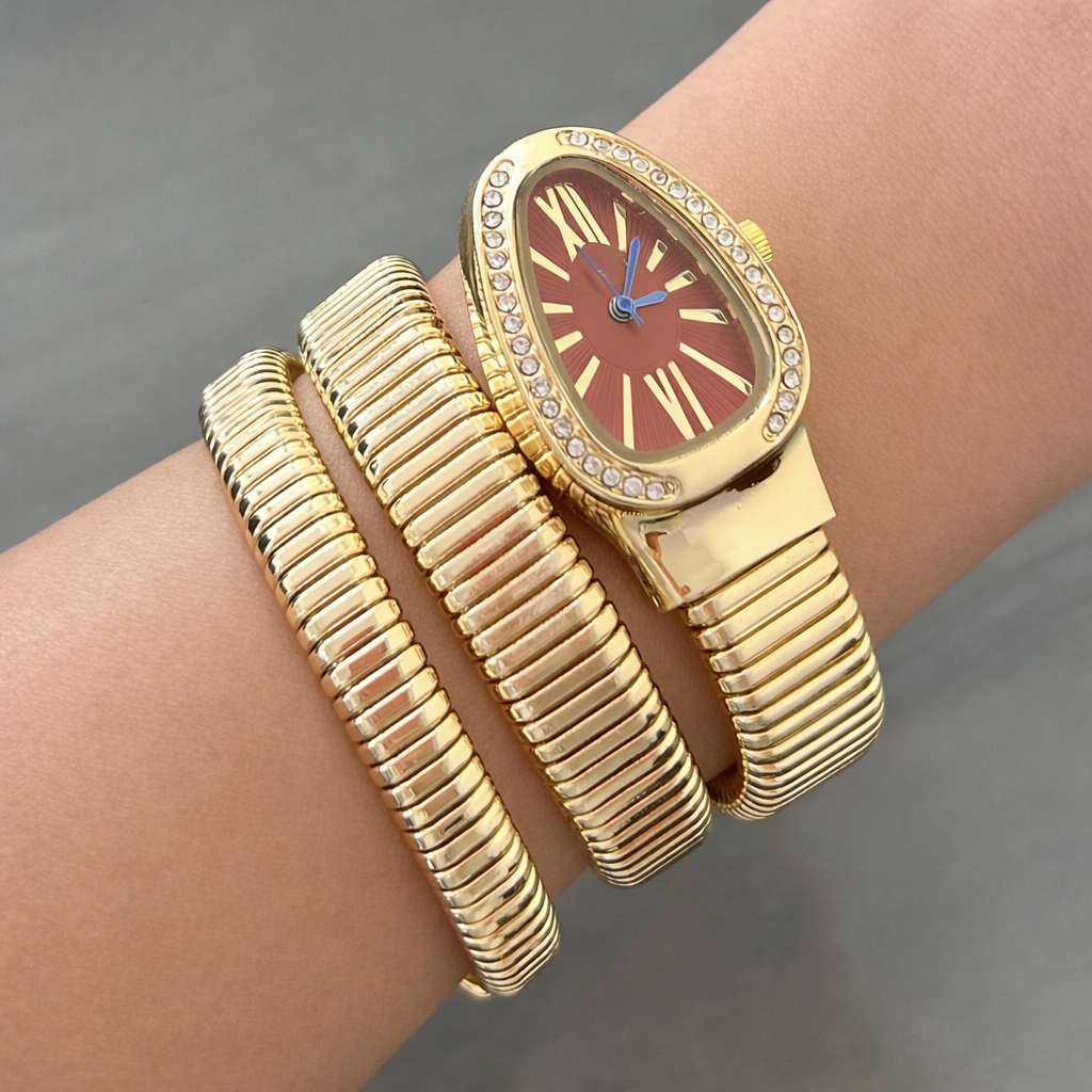 TFC Red Spiral Gold Plated Watch
