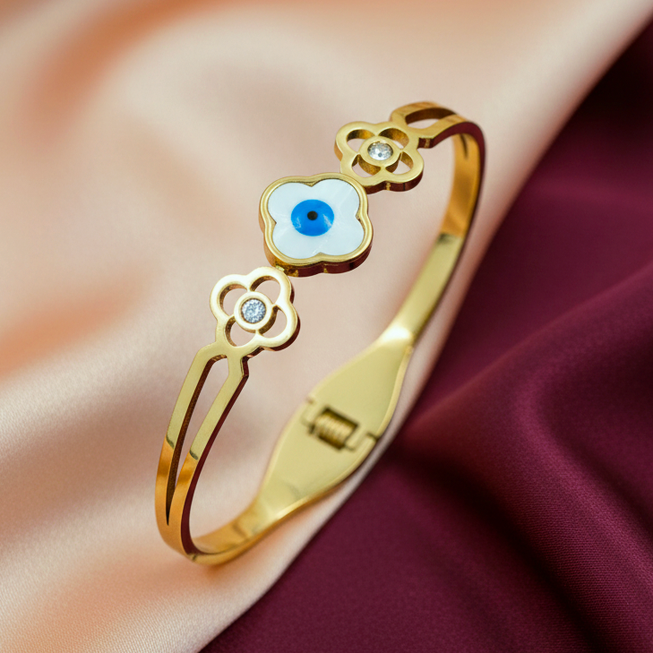 TFC Size 2.6 Chic Floral Eye Gold Bracelet Bangle