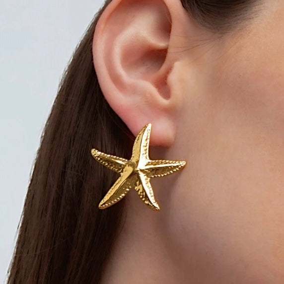 TFC Textured Leaf Motif Gold Earrings