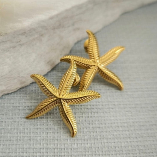 TFC Textured Leaf Motif Gold Earrings